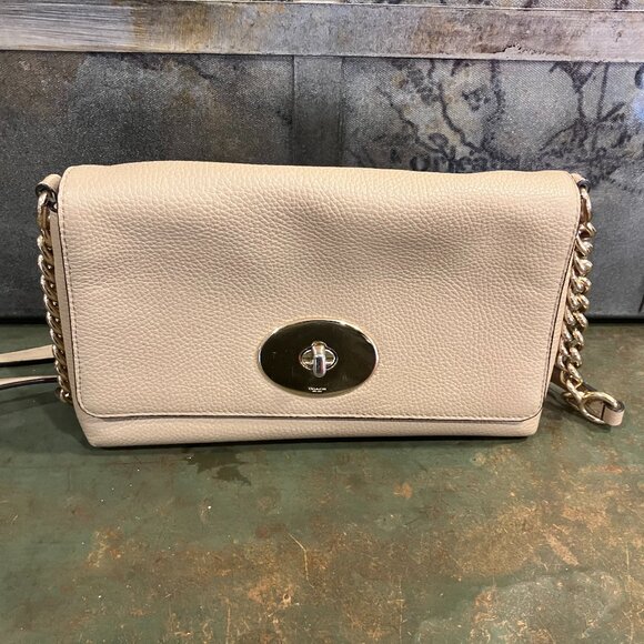 Coach Cream Crossbody Bag with Gold Chain - Picture 1 of 10